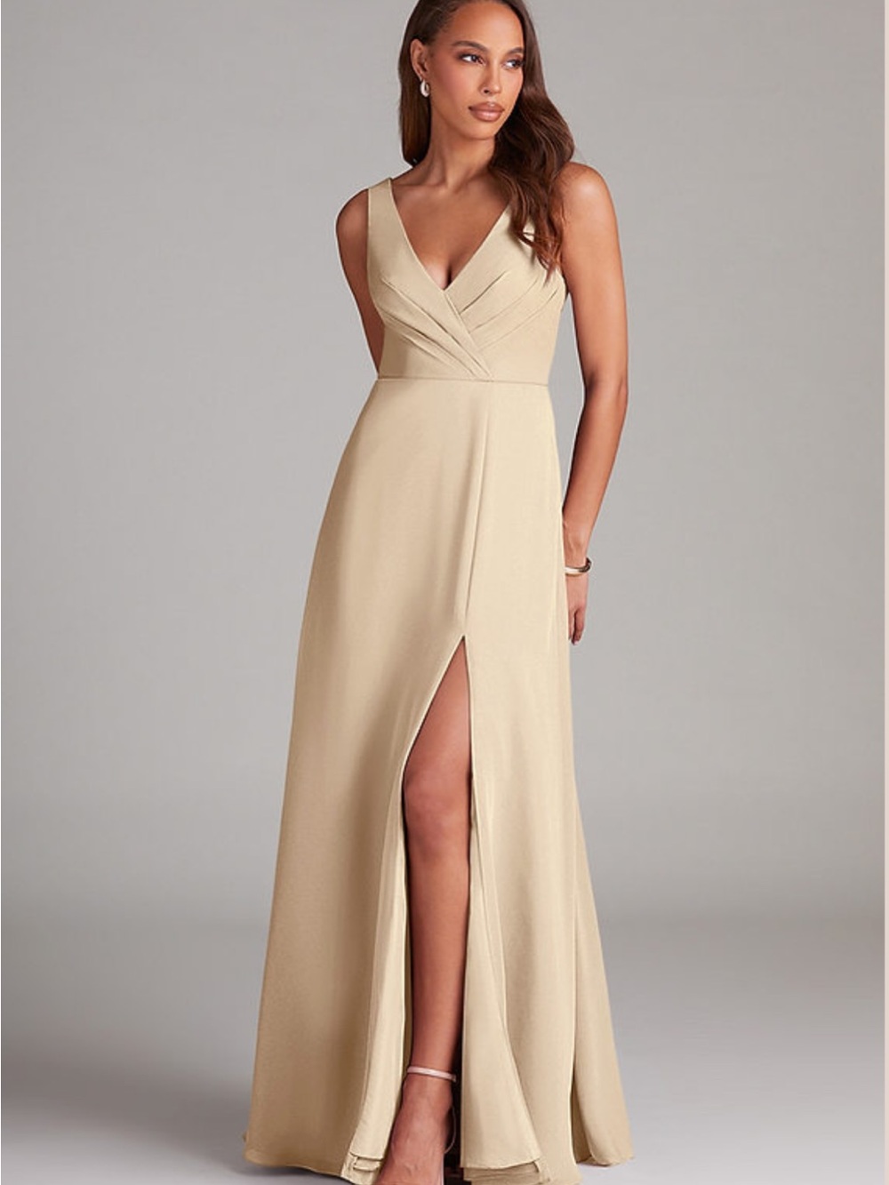 Bridesmaid Dress - Champagne - Azazie Nelly Chiffon